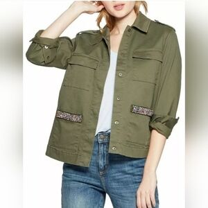 a new day Women's Military Green Embellished Pockets Jacket Size Small